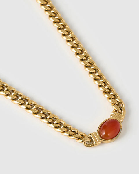 Odette Necklace RED AGATE / 14K GOLD PLATED
