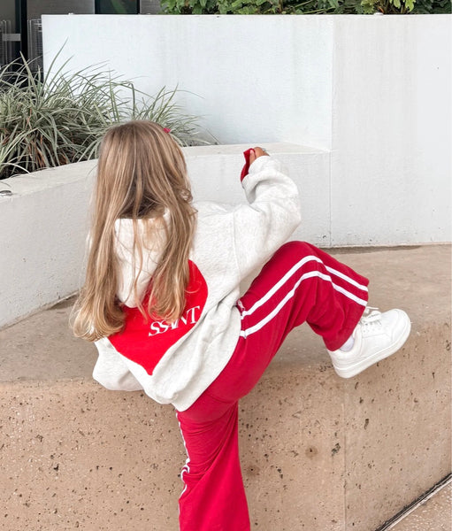 Kids Red Heart Hoodie GREY