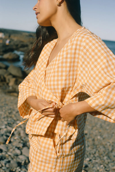Mia Wrap Top CLEMENTINE GINGHAM