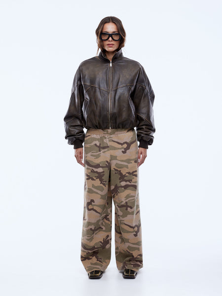Mari Leather Bomber MOCHA