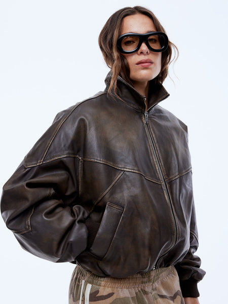Mari Leather Bomber MOCHA