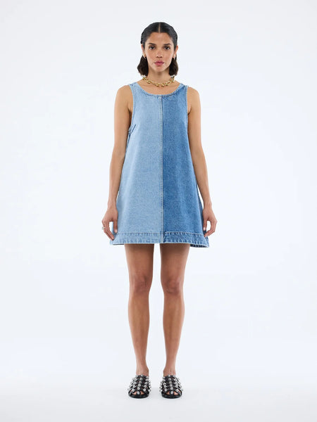 Lia Spliced Denim Dress INDIGO SPLICE