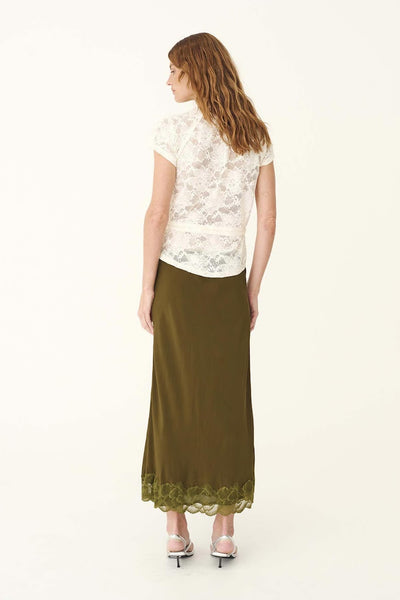 Marina Silk Midi Skirt OLIVE
