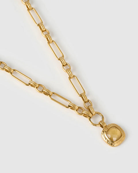 Mason Necklace CITRINE/ 14K GOLD PLATED