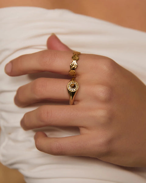 Angelo Ring TIGER’S EYE/ 14K GOLD PLATED