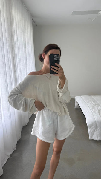 Linen and Lace Shorts WHITE