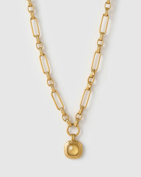 Mason Necklace CITRINE/ 14K GOLD PLATED