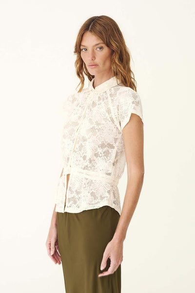 Allie Peplum Blouse CREME LACE
