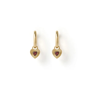 Ruby Heart Earrings RED