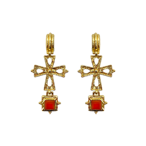 Maria Cross Earrings Red 18K GOLD PLATED