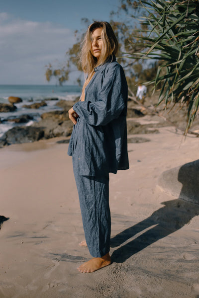 Yumi Shirt NAVY PINSTRIPE