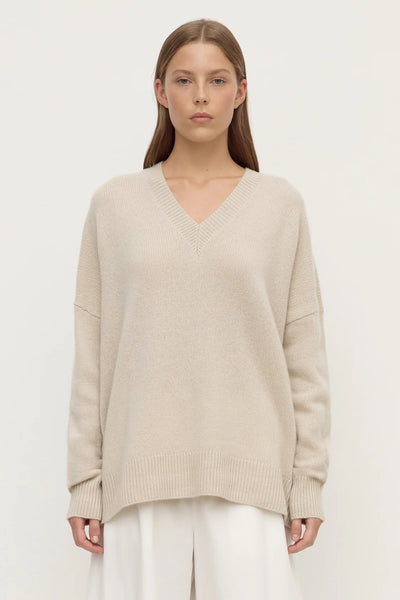 Alora Cashmere V Neck Knit TAPIOCA