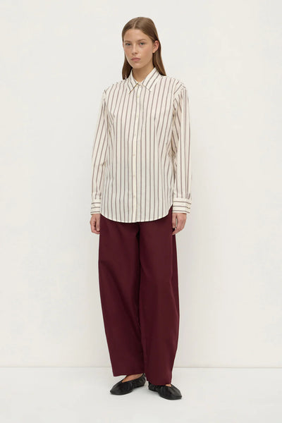 Amaro Italian Stripe Long Sleeve Shirt MERLOT/WHITE