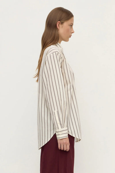 Amaro Italian Stripe Long Sleeve Shirt MERLOT/WHITE
