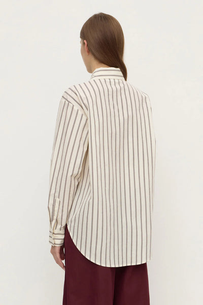 Amaro Italian Stripe Long Sleeve Shirt MERLOT/WHITE