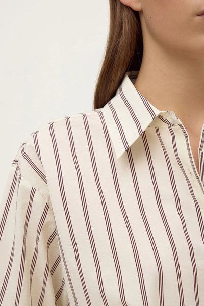 Amaro Italian Stripe Long Sleeve Shirt MERLOT/WHITE