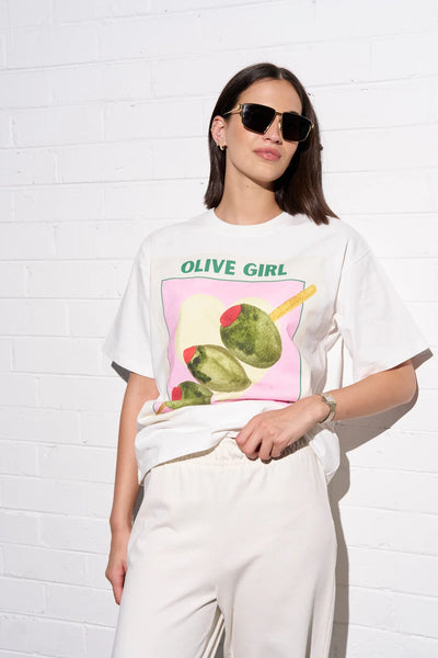 Olive Girl Oversized Tee WHITE