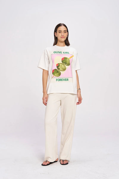 Olive Girl Oversized Tee WHITE