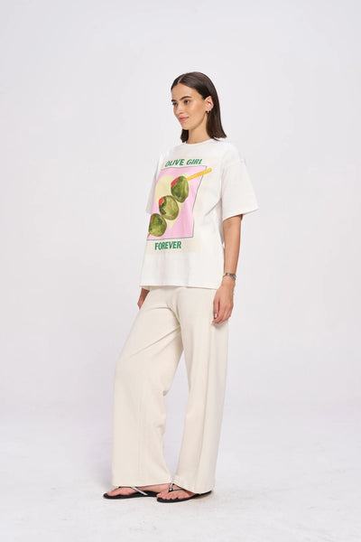 Olive Girl Oversized Tee WHITE
