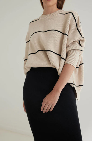 Harper Stripe Sweater SAND & BLACK