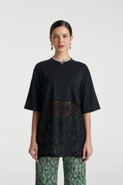 Lace Panel Tee BLACK