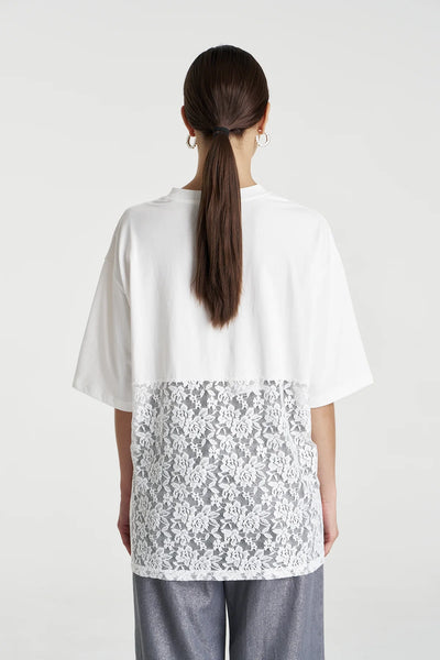 Lace Panel Tee LILY WHITE