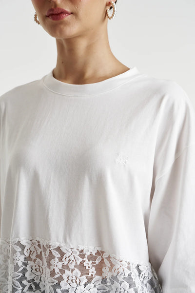 Lace Panel Tee LILY WHITE
