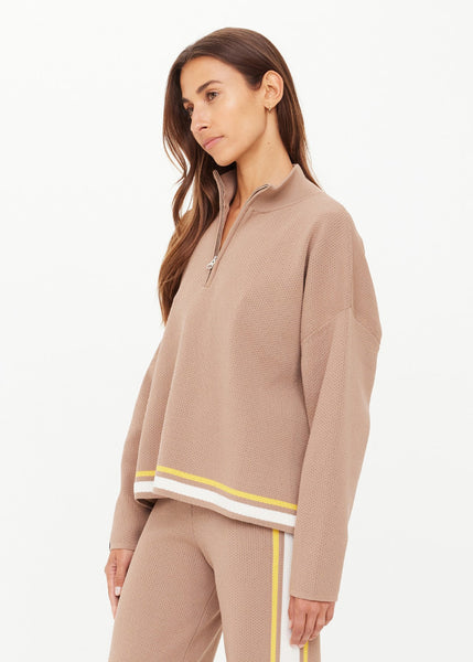 Veneto Carter Knit Zip Top MOCHA