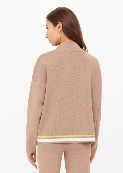 Veneto Carter Knit Zip Top MOCHA