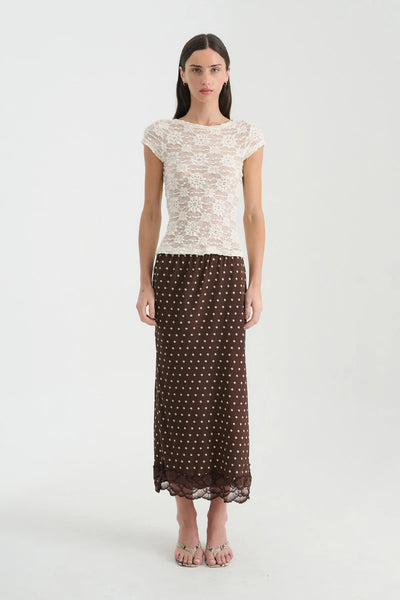 Marina Silk Midi Skirt CACAO SPOT