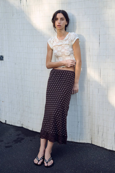 Marina Silk Midi Skirt CACAO SPOT