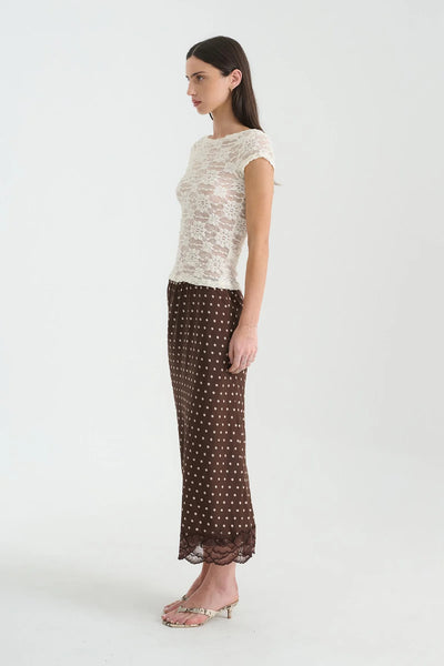 Marina Silk Midi Skirt CACAO SPOT