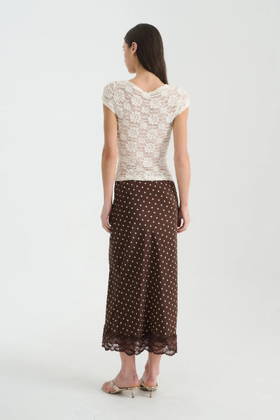 Marina Silk Midi Skirt CACAO SPOT