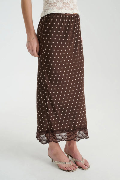 Marina Silk Midi Skirt CACAO SPOT