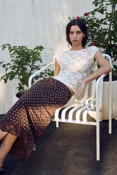 Marina Silk Midi Skirt CACAO SPOT