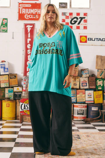 The Born Original Tee TEAL/PINK