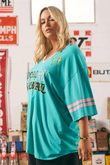 The Born Original Tee TEAL/PINK