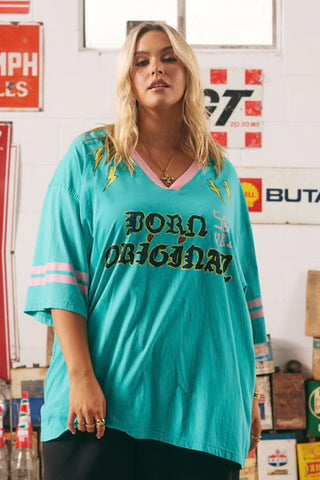 The Born Original Tee TEAL/PINK