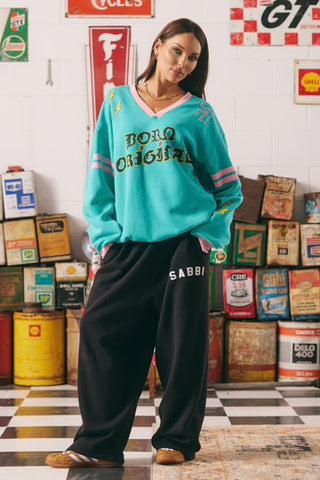 The Born Original V-Neck Diego Jumper TEAL/PINK