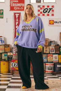 The Born Original V-Neck Diego Jumper CHARTREUSE/LILAC