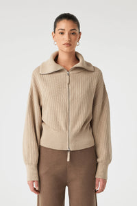 Quincy Zip Sweater TAUPE