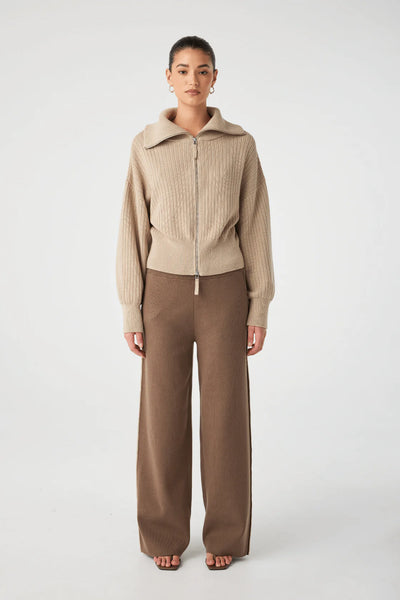 Quincy Zip Sweater TAUPE