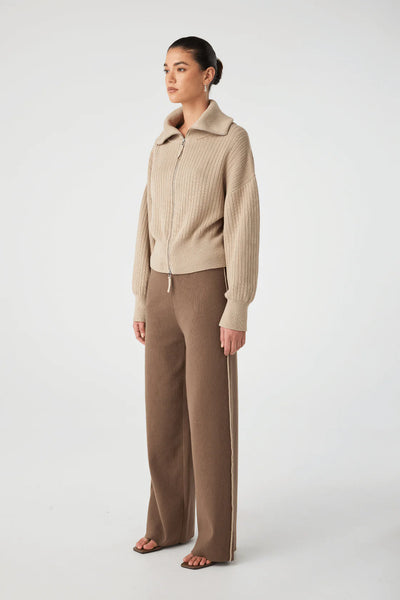 Quincy Zip Sweater TAUPE
