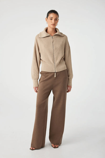 Quincy Zip Sweater TAUPE