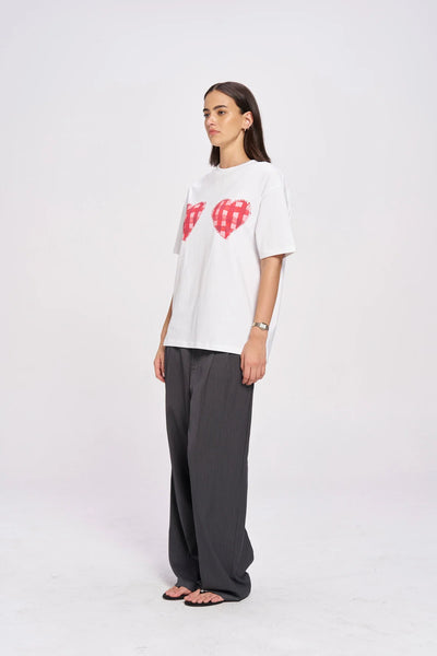Gingham Hearts Oversized Tee IVORY