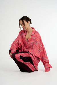 LS Oversized Shirt NEON PLAID