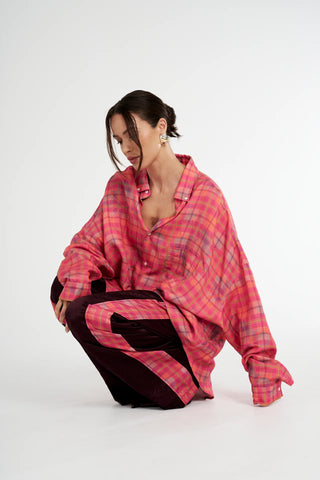 LS Oversized Shirt NEON PLAID