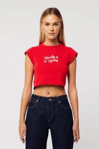 90s Rib Cut Off Tee RED