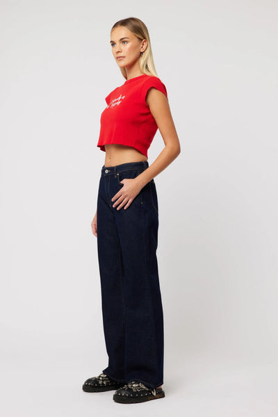 90s Rib Cut Off Tee RED