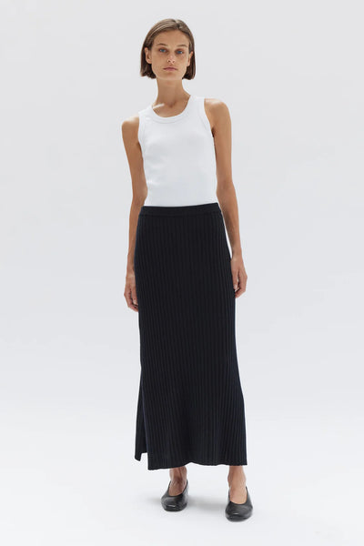 Wool Cashmere Rib Skirt BLACK